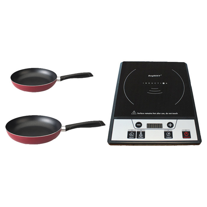 BergHOFF Tronic 24" Induction Cooktop with 1 Burner and 2 Frying Pans